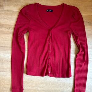 Gap ribbed red cardigan. Xs